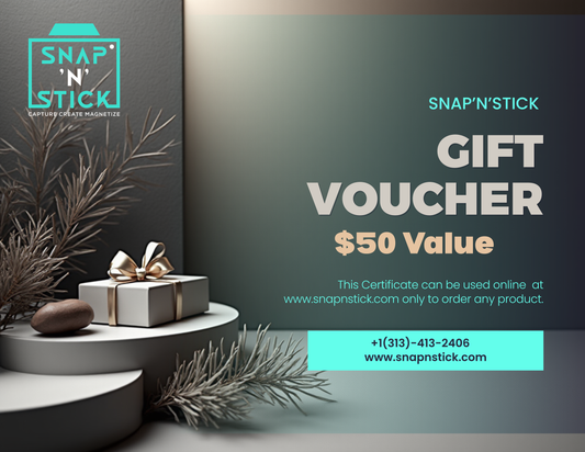 Snap'N'Stick Gift Card | Custom Photo Magnets & Ornaments | Perfect Gift for Any Occasion