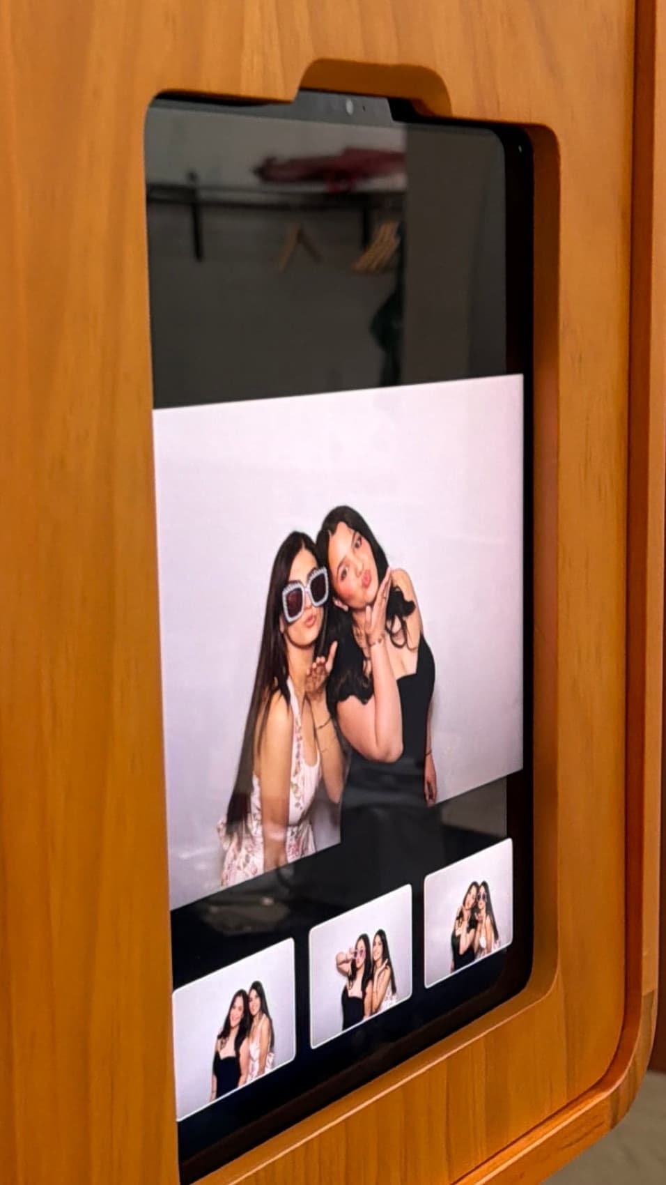 Photo booth fun at a Michigan wedding reception