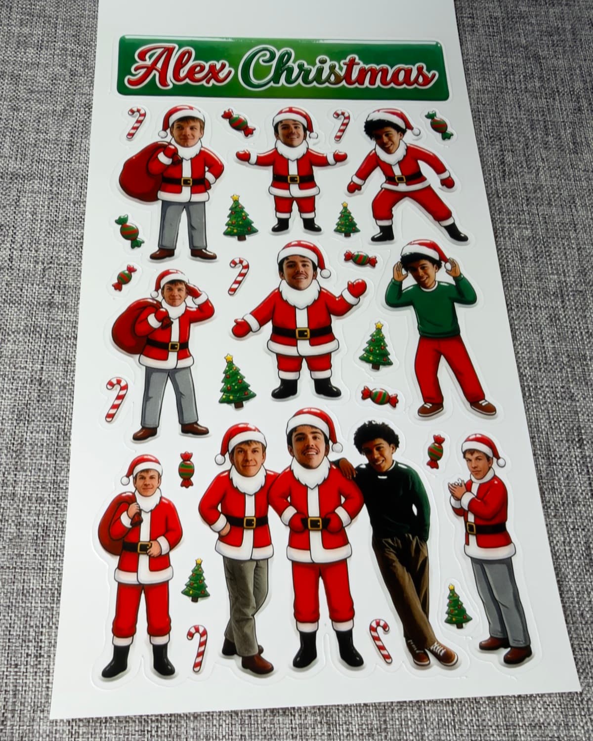 A full sheet of custom die-cut stickers by Snap'N'Stick
